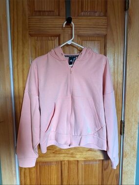 adidas Women's Light Pink Full-Zip Hoodie Sweater
